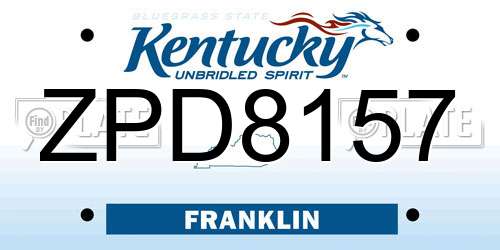 ZPD8157 Kentucky License Plate