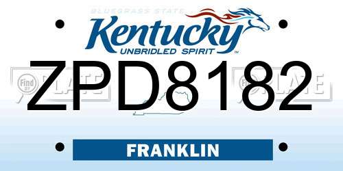 ZPD8182 Kentucky License Plate