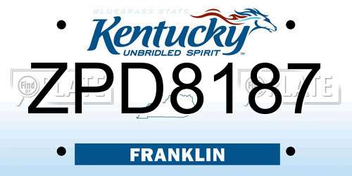ZPD8187 Kentucky License Plate