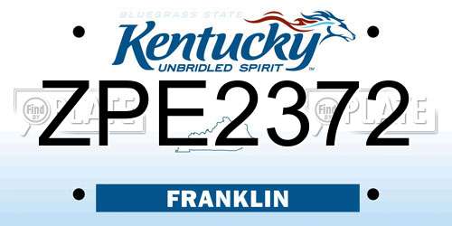 ZPE2372 Kentucky License Plate