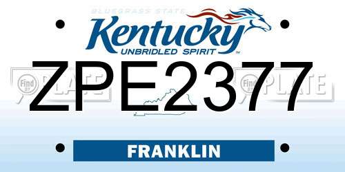 ZPE2377 Kentucky License Plate
