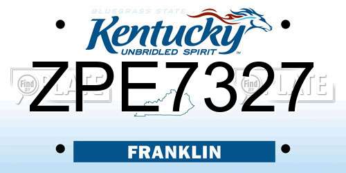 ZPE7327 Kentucky License Plate