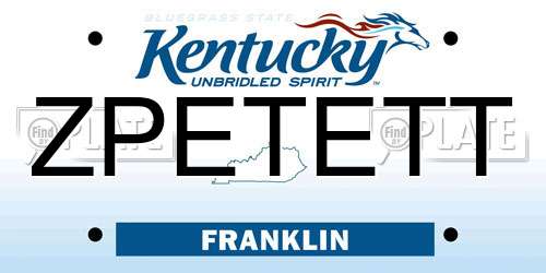 ZPETETT Kentucky License Plate
