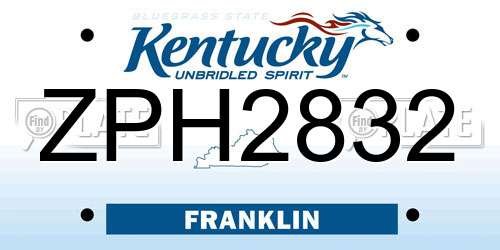 ZPH2832 Kentucky License Plate