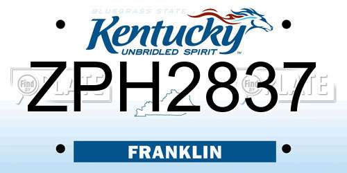 ZPH2837 Kentucky License Plate