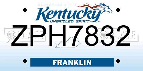 ZPH7832 Kentucky License Plate