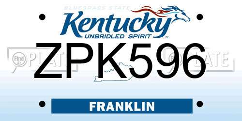 ZPK596 Kentucky License Plate