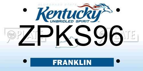 ZPKS96 Kentucky License Plate