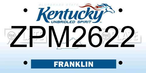 ZPM2622 Kentucky License Plate