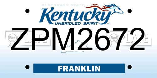 ZPM2672 Kentucky License Plate