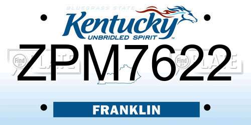 ZPM7622 Kentucky License Plate