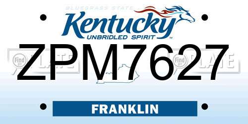 ZPM7627 Kentucky License Plate