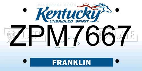 ZPM7667 Kentucky License Plate