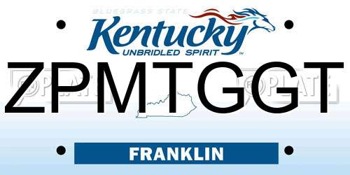 ZPMTGGT Kentucky License Plate