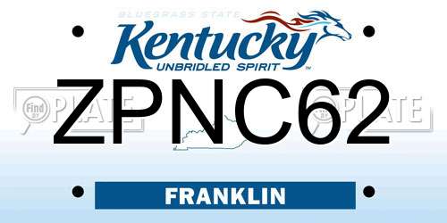 ZPNC62 Kentucky License Plate