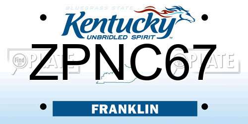 ZPNC67 Kentucky License Plate