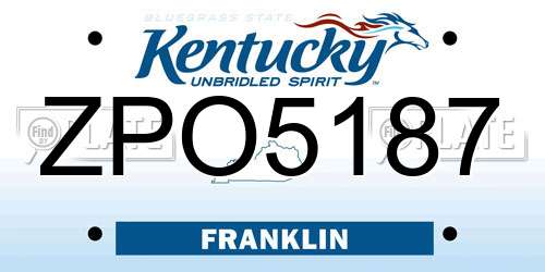 ZPO5187 Kentucky License Plate