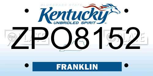 ZPO8152 Kentucky License Plate