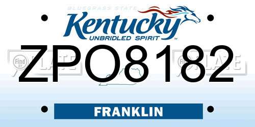 ZPO8182 Kentucky License Plate
