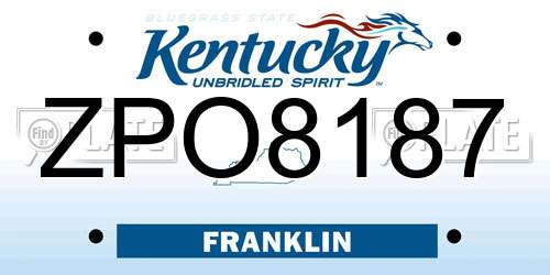 ZPO8187 Kentucky License Plate