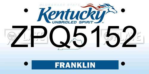 ZPQ5152 Kentucky License Plate