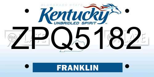 ZPQ5182 Kentucky License Plate