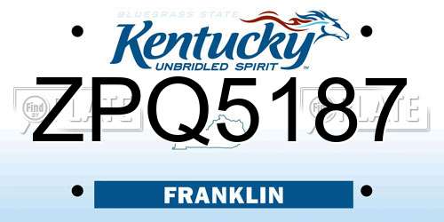 ZPQ5187 Kentucky License Plate
