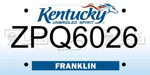 ZPQ6026 Kentucky License Plate
