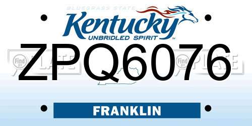ZPQ6076 Kentucky License Plate
