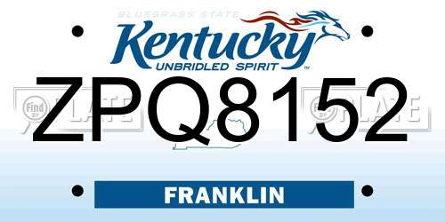 ZPQ8152 Kentucky License Plate