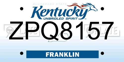 ZPQ8157 Kentucky License Plate