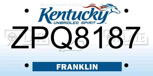 ZPQ8187 Kentucky License Plate