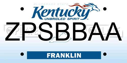 ZPSBBAA Kentucky License Plate