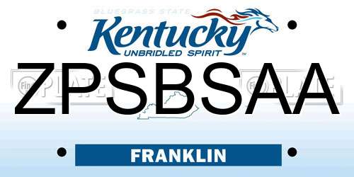 ZPSBSAA Kentucky License Plate
