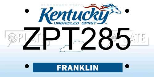 ZPT285 Kentucky License Plate