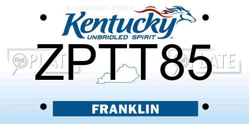 ZPTT85 Kentucky License Plate