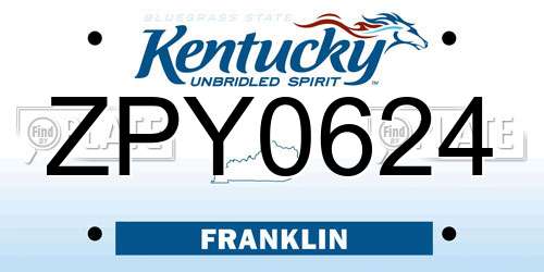 ZPY0624 Kentucky License Plate