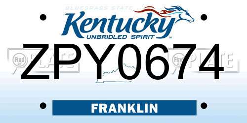 ZPY0674 Kentucky License Plate