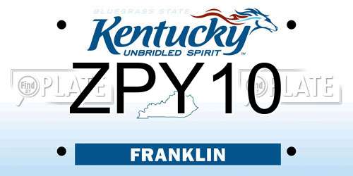 ZPY10 Kentucky License Plate