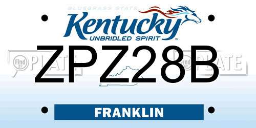 ZPZ28B Kentucky License Plate