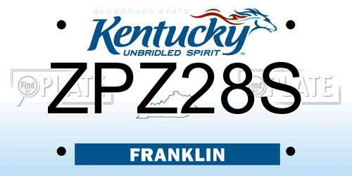 ZPZ28S Kentucky License Plate