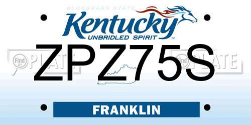 ZPZ75S Kentucky License Plate