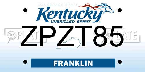 ZPZT85 Kentucky License Plate