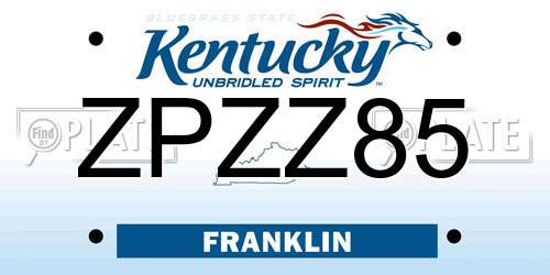 ZPZZ85 Kentucky License Plate