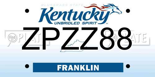 ZPZZ88 Kentucky License Plate