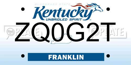 ZQ0G2T Kentucky License Plate