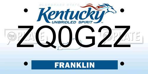 ZQ0G2Z Kentucky License Plate