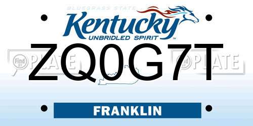 ZQ0G7T Kentucky License Plate