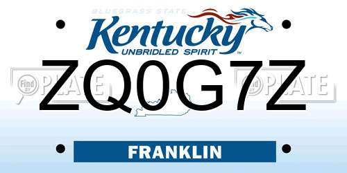 ZQ0G7Z Kentucky License Plate