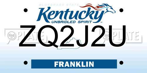 ZQ2J2U Kentucky License Plate